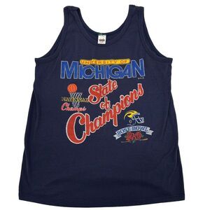 Vintage 80s 1989 Michigan Wolverines Mens Tank Top State Of Champions NCAA XL
